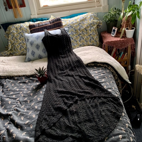 ☀️Xhilaration Black Asymmetrical Crochet Dress - Picture 1 of 6